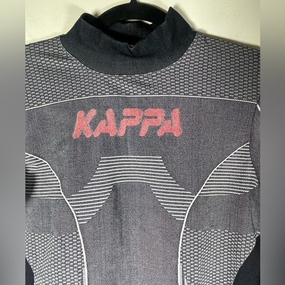 KAPPA Authentic Jaworzno Long Sleeve Shirt Top Sz M/L Black Smoke Grey Street - Picture 3 of 10